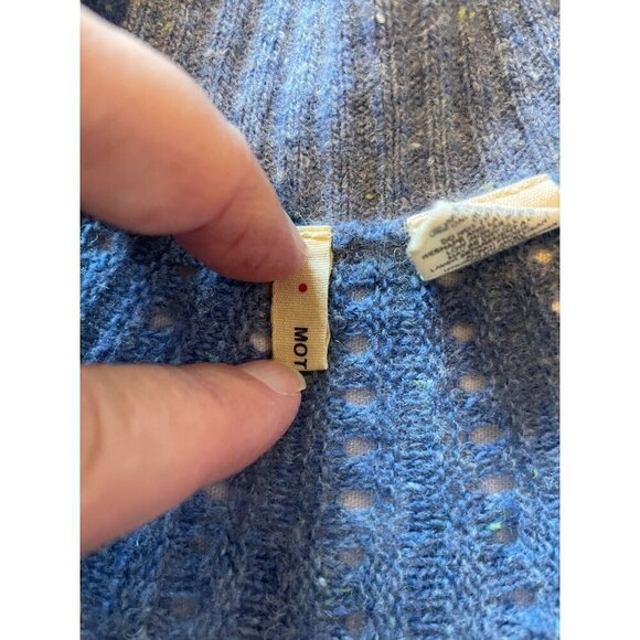 Anthropologie Moth Women Blue Wool Blend Cardigan Sweater XS-M Butterfly Sleeves - Picture 4 of 11